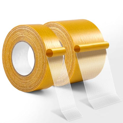 Double Sided Fabric Tape Heavy Duty for Clothes Hemming 98FT Total,Sticky but Removable Carpet Tape,Extra Strong Fashion Two Sided Tape for Dress to Skin,Arts,2 Rolls (Wide:1in / 2in)
