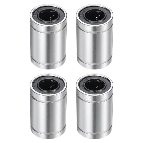uxcell 4Pcs LM10UU Linear Bearing 10mm Bore 19mm OD 29mm Length Linear Ball Bearings Nickel Plated Surface Double Side Rubber Sealed Bearing Steel for CNC Machine 3D Printer - size: LM10UU