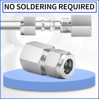 ChillWaves 304 Stainless Steel Compression Tube Fitting, 1/2" OD x 1/4" NPT Female Compression Union Connector(2-PACK) - size: 1/2" OD x 1/4" FNPT