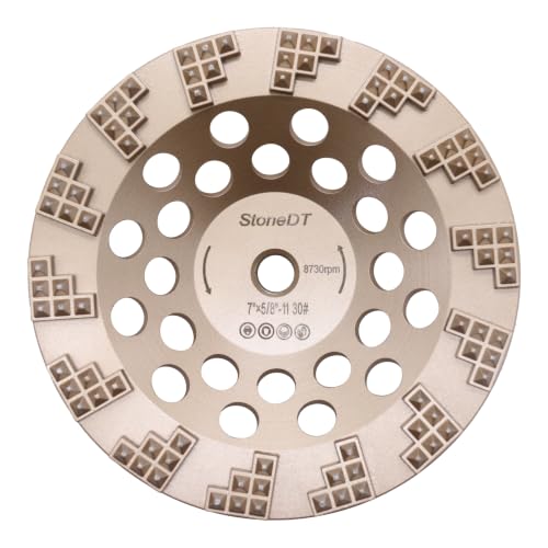 Diamond Grinding Wheel, 7 Inch Concrete Grinding Cup Wheel for Concrete Surface, Epoxy, Paint Thin Coating Removal, Fit 5/8’’-11 Arbor for Angle Grinder, Spikes Segments 30 Grit
