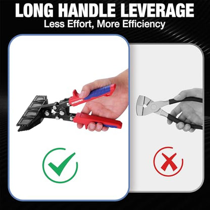 WORKPRO Hand Seamer Tool, 6-Inch Sheet Metal Bender, Heavy-Duty Steel Sheet Metal Brake Pliers for Bending, Seaming, Flattening with Ergonomic Handle and Smooth Jaw - size: 6 Inch