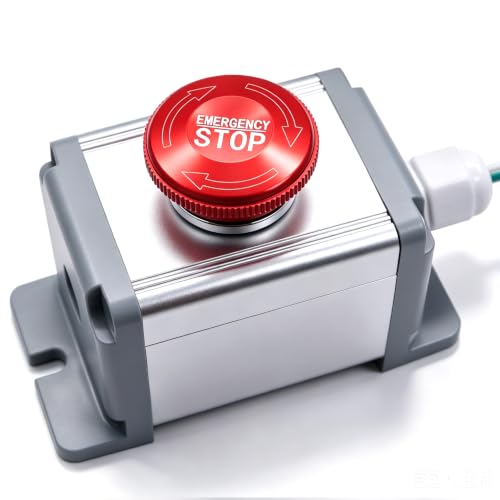 mxuteuk 22mm Stainless Steel Metal Latching Emergency Stop Push Button Switch Waterproof IP65 12-220V 3A 1NO 1NC Switch Station Box with Connection Plug,MXU-DT-JH - color: Red/MXU-DT-CT-Metal BOX, size: 1NC 1NO