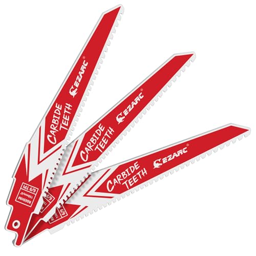 EZARC Carbide Reciprocating Saw Blades, 6-Inch 6/9TPI, Wood, Metal, 3-Pack - size: 6 inch, style: 6/9TPI