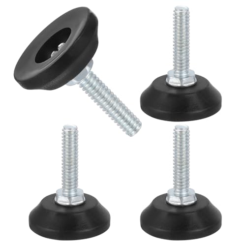 uxcell 1/4"-20 Thread Furniture Feet Levelers, 4Pcs 25mm l Adjustable Furniture Feet Screw in Threaded Leveling Leg Screw on Chair Foot Glides Leveling for Table Chair Cabinet Black - size: 1/4"-20 25mm