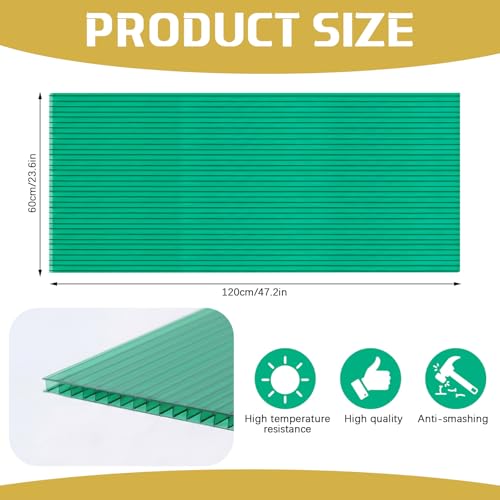 6 Pcs 4' X 2' X 0.2'' Polycarbonate Greenhouse Panels Roof Panels, Green - color: Green, size: 4' x 2' x 0.2''