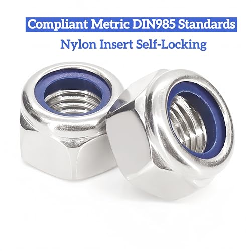 101 Pcs M8*1.25 Nylon Insert Lock Nuts, 18-8(304) Stainless Steel Machined, DIN985 Compliant, Nylon LockNuts Self-Locking Anti-Vibration for US Industrial Automotive Mechanical Construction - size: M8 101pcs, style: Metric