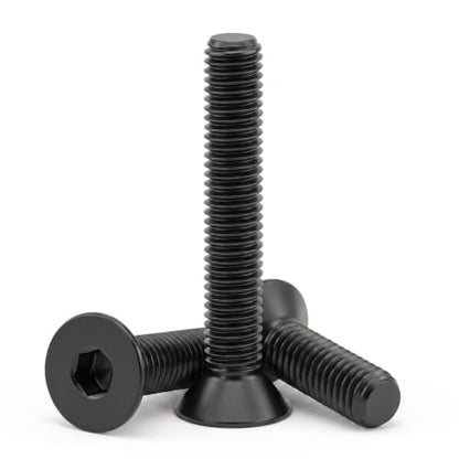 1/4-20 x 5/8'' (25 Pack) Flat Head Hex Socket Cap Screws Countersunk Bolts, Allen Socket Drive, Black Oxide 304 Stainless Steel 18-8, Fully Machine Thread, Bright Finish - size: 1/4 x 5/8''