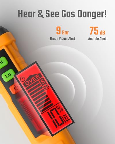 TopTes PT210S and PT205 Gas Leak Detectors, Natural Gas and Propane Leak Detectors with Audible & Visual Alarms, 4-inch Probe, Measures%LEL for Methane, Butane, and Combustible Gases for Home and RV