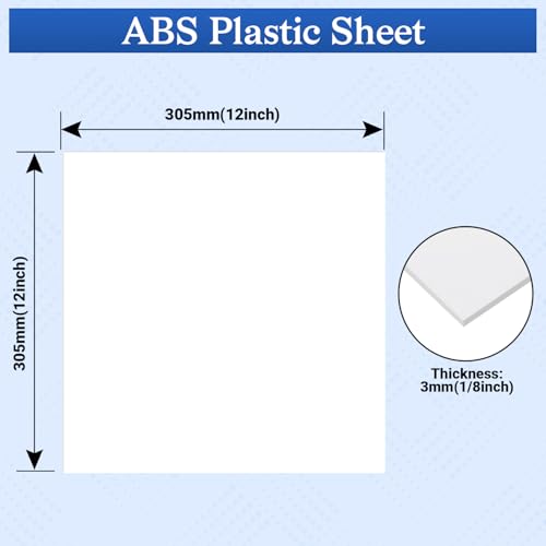 4 Pack White ABS Plastic Sheet, 12" x 12" x 1/8" Thick Hard Thermoplastic Sheet, Moldable Plastic Panel for Crafts, Car Interiors, Home Decor, DIY Projects - color: White, size: 12"x12"x1/8"
