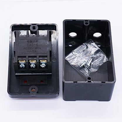 TWTADE / 2PCS Latching Push Button Switch Waterproof On/Off Motor Start Stop Switch with Box 10A AC 220V/380V KAO-10KH