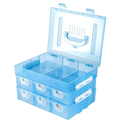 MyGift Sky Blue Craft Storage Organizer Case, 24 Compartments & 6 Drawers - color: Aqua Blue