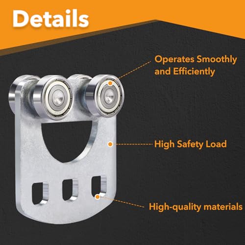 4 Wheels Trolley Assembly Rollers Four Bearing Trolley Assembly Rollers for Unistrut Trolley 1-5/8" Wide and All 1-5/8" or Taller Strut Channel 4PCS