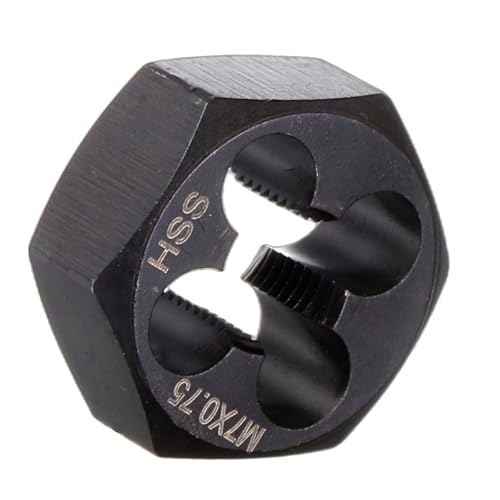 HARFINGTON Hex Threading Die M7 x 0.75 Metric Thread Right Hand High Speed Steel Rethreading Fixed Die Screw Cutting Tapping Repair Tool - size: M7 x 0.75