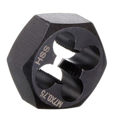 HARFINGTON Hex Threading Die M7 x 0.75 Metric Thread Right Hand High Speed Steel Rethreading Fixed Die Screw Cutting Tapping Repair Tool - size: M7 x 0.75
