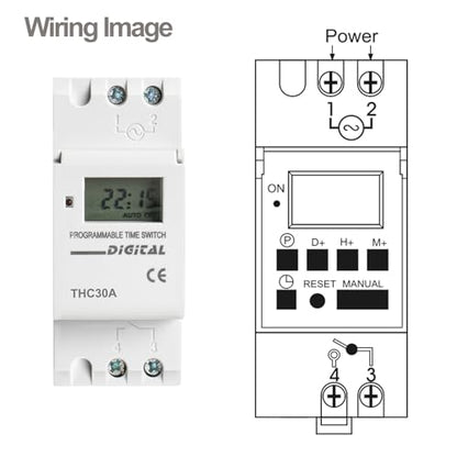 BAOMAIN THC30A AC 110V Digital Programmable Timer Switch,30A Weekly Relay - size: 110VAC