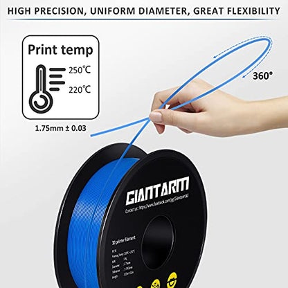 GIANTARM PETG Filament 1.75mm 1kg (2.2lb), Blue Filament PETG for 3D Printer, ±0.02mm Accuracy, High Precision, Strong Toughness, Neatly Wound & Moistureproof, Non-Clogging&Non-Stringing, Blue - color: Blue