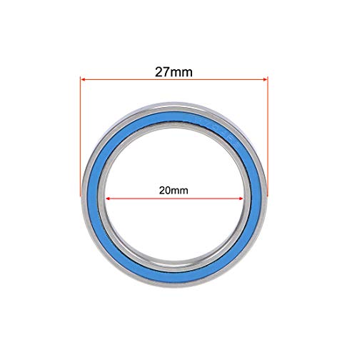 uxcell 6704-2RS Deep Groove Ball Bearings 20mm x 27mm x 4mm Double Sealed Chrome Steel Blue Cover P6(ABEC3) 2pcs - size: 20x27x4mm