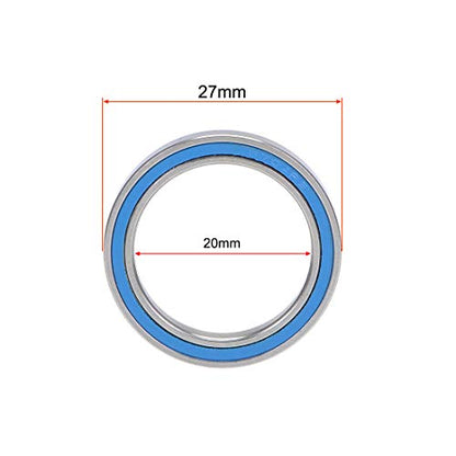 uxcell 6704-2RS Deep Groove Ball Bearings 20mm x 27mm x 4mm Double Sealed Chrome Steel Blue Cover P6(ABEC3) 2pcs - size: 20x27x4mm