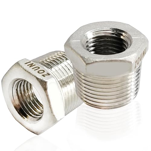 304 Stainless Steel Reducer Hex Bushing, 3/4" - 3/8", 2 Pcs - size: 3/4" - 3/8"