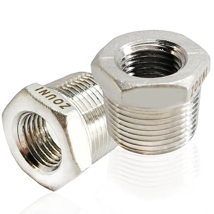 304 Stainless Steel Reducer Hex Bushing, 3/4" - 3/8", 2 Pcs - size: 3/4" - 3/8"