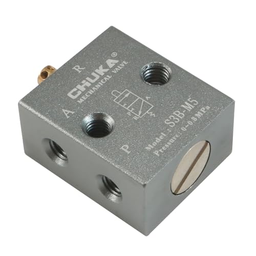 uxcell 2 Position 3 Way M5 Manual Handle Control Pneumatic Solenoid Mechanical Valve,S3B-M5