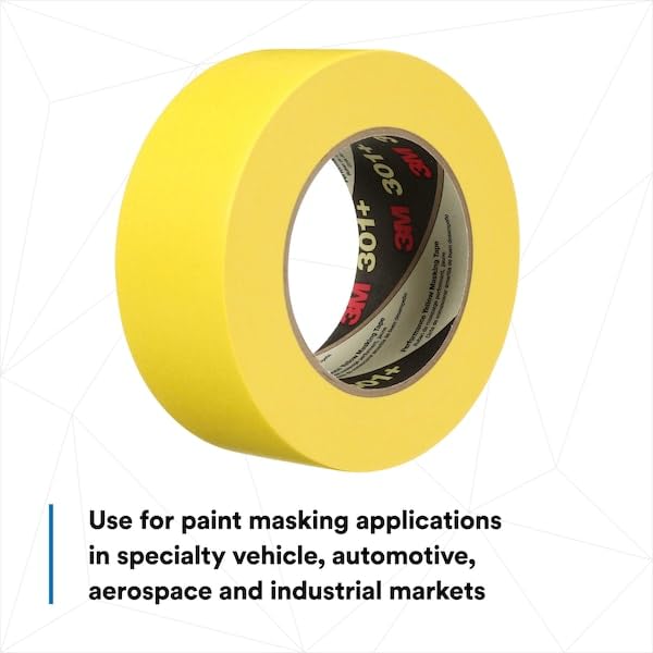 3M Performance Yellow Masking Tape, 2 Inches x 60 Yards, Yellow - 1462003