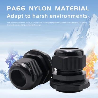 PENGLIN 10PCS NPT Gland Nylon Cable Connector 1-1/4", 1-1/2'', 1'',2'' - color: Black, size: Glands Combo (10Pack)