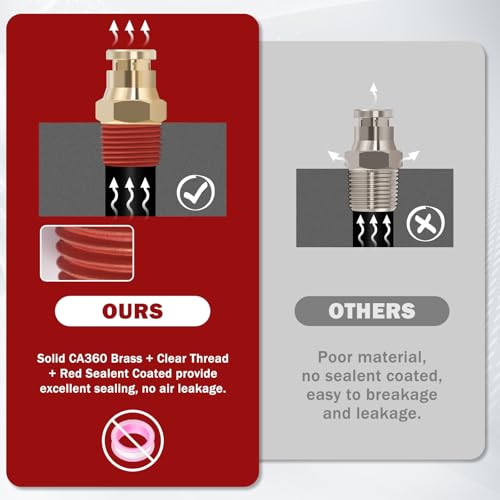DOT Approved Male Straight Brass Union 3/8" Tube x 1/8" NPT, 10PCS - size: 3/8" OD x 1/8" NPT