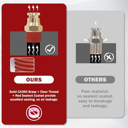 DOT Approved Male Straight Brass Union 3/8" Tube x 1/8" NPT, 10PCS - size: 3/8" OD x 1/8" NPT