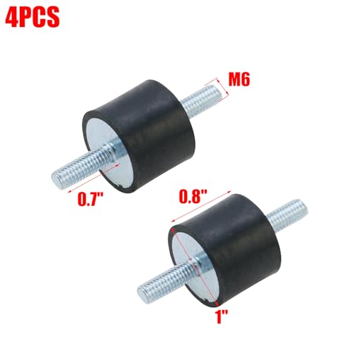 MY MIRONEY 4PCS 25 x 20mm Rubber Isolator Mounts with M6 x 18mm Studs - size: M6 x 18mm;25 x 20mm (Double Studs)