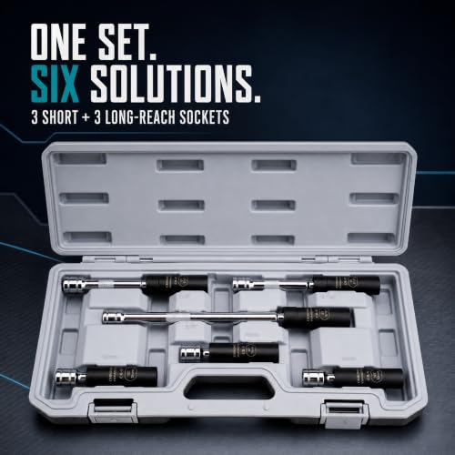 AEROFORCE 6PCS 3/8" Drive Magnetic Swivel Spark Plug Socket Set, Thin Wall - size: 6PCS