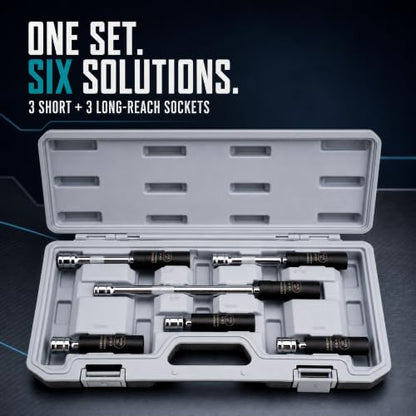 AEROFORCE 6PCS 3/8" Drive Magnetic Swivel Spark Plug Socket Set, Thin Wall - size: 6PCS