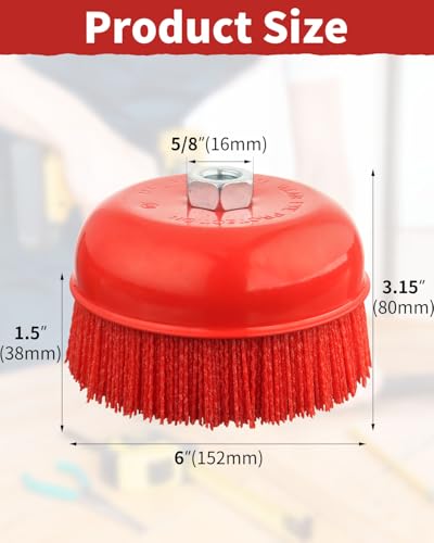 6" Nylon Cup Brush with Mild Abrasive, Wire Cup Brush Quickly Remove Rust - size: 6 inch
