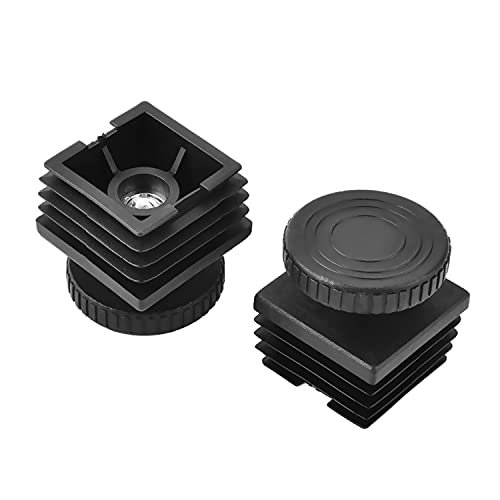 MroMax 8 Sets Adjustable Leveling Feet 38 x 38mm Plastic Metal Square Tube Insert Kit M8 Thread Glide Leveler for Home Office Table Desk Leg Black - color: 8pcs, size: 38x38mm