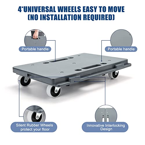 Nellyke Furniture Dolly, 2 Pack Small Flat Moving Dolly, Furniture Movers with 4 Wheels, 500Lbs Capacity, Connectable and Portable Dollies for Heavy Appliance, Gray - color: Gray/2 Pack-m