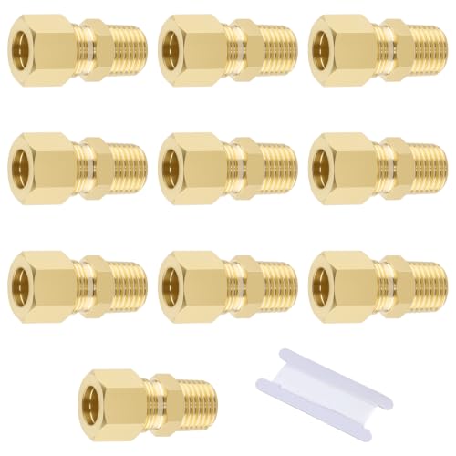 10Pcs 3/8" OD x 1/4" NPT Male Compression Union Fittings - size: 10Pcs-3/8" OD x 1/4" NPT