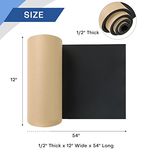 MYFULLY Sponge Neoprene Roll with Adhesive (1/2" T x 12" W x 54" L) - size: 1/2" Thick x12" Wide x 54" Long
