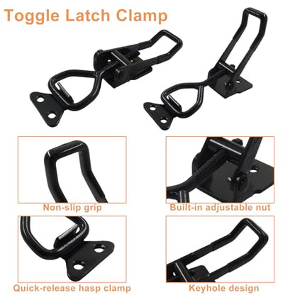 2 Pack Toggle Latch Clamp 4003, Adjustable 304 Stainless Steel Quick Release Hasp for Smoker Lids, Tool Boxes & Cabinets, Includes Mounting Hardware, Black - size: 4003