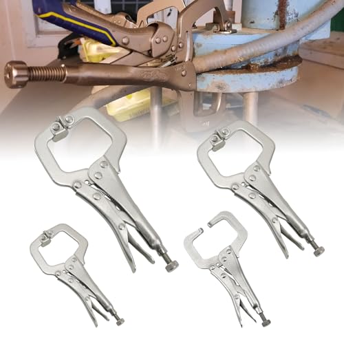 CNQLIS 4 Packs 6", 9", 11" Large C Clamp Locking Pliers with Swivel Pads - size: 6"+ 9"+ 11"