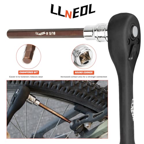 LLNEDL 3/8 Inch Drive Long Allen Hex Bit Socket Set, 19-Piece Hex Head Standard SAE & Metric Sockets (1/8"-3/8", 3-12mm), S2 Alloy Steel Durable Tools for Mechanics - size: 19pcs 3/8 inch socket set