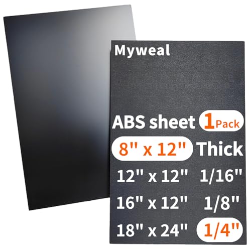 Black ABS Plastic Sheet 1/4 Inch Thick 8" x 12" (1-Pack) Textured & Smooth - size: 8" x 12", 1/4" Thick