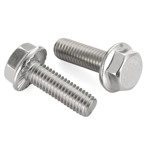 5/16-18 x 3/4" Flange Hex Head Bolts, Stainless Steel 304, Fully Threaded, 25 PCS - color: Silver, size: 5/16-18 x 3/4"