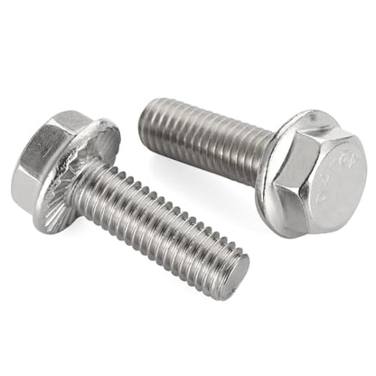 1/4-20 x 1-1/4" Flange Hex Head Bolts, Stainless Steel 304, Fully Threaded, 25 PCS - color: Silver, size: 1/4-20 x 1-1/4"