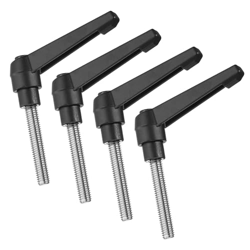 uxcell 4pcs Clamping Lever Handles, M8 x 45mm 304 Stainless Steel Threaded Male Stud, Adjustable Handles Locking Quick Release Ratchet Push Button Bolt Knobs, Black - size: M8 x 45mm