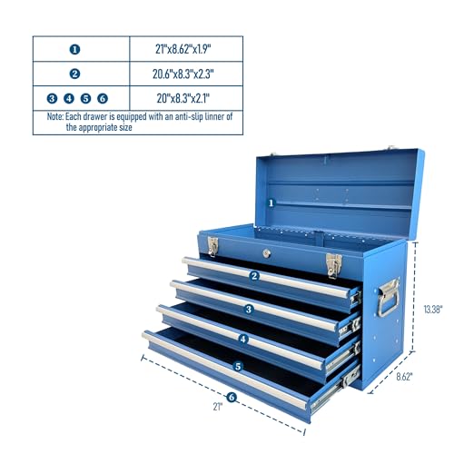 Heavy Duty Portable Tool Chest with Multiple Drawers and Locking System for Secure Tool Storage and Organization on the Go