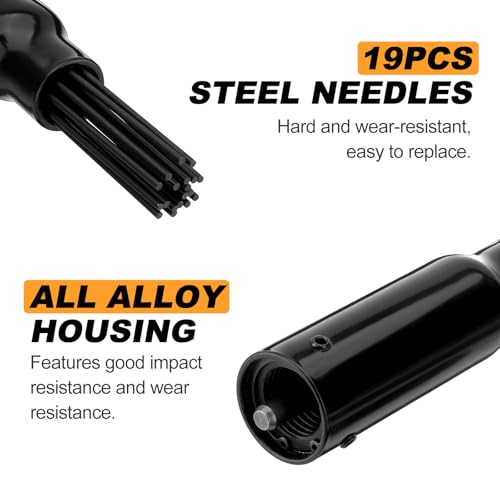 2 in 1 Air Hammer Kit, Air Needle Scaler with 4PCS Pneumatic Chisel Kit, 4500 BPM Pneumatic Tools with 38PCS Replacement Flat-head Descaling Needles