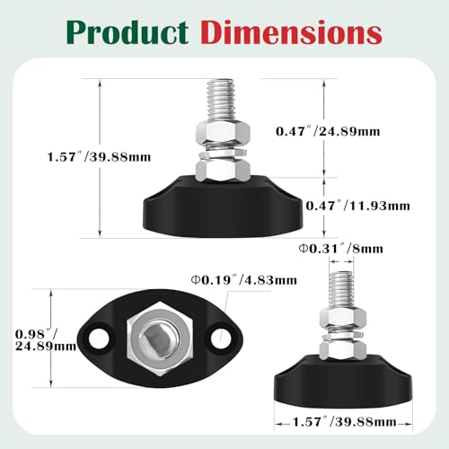 LENKRAD M8 Single Post Marine Bus Bar 12V 200A Power Distribution Block 48V Single Stub Battery Junction Post, RV Ground New Energy Buss Bar for Auto Boat Truck Battery Block Black - size: Single Post M8