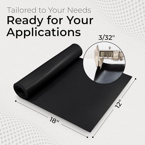 Exactly Rubber - Neoprene Sheet, 60A Durometer Rubber Mat, Gasket Material with -30 to 195°F Temperature Resistance, Oil and Gasoline-Resistant Rubber Sheet, Made in The USA, 3/32 x 12" x 18" - size: 3/32 x 12 x 18