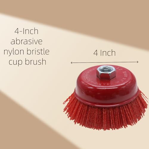 4" Abrasive Filament Nylon Bristle Cup Brush for Removing Rust Corrosion Paint, 5/8"-11 Thread,1PC