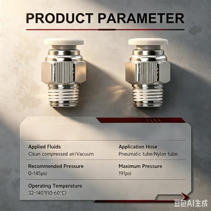 CNC Pneumatic Male Straight 1/4 Inch Tube OD x 1/8 Inch NPT Thread Pneumatic Push to Connect Fittings Thread Air Line Fittings (Pack of 10) - color: 1/4"OD x 1/8"NPT